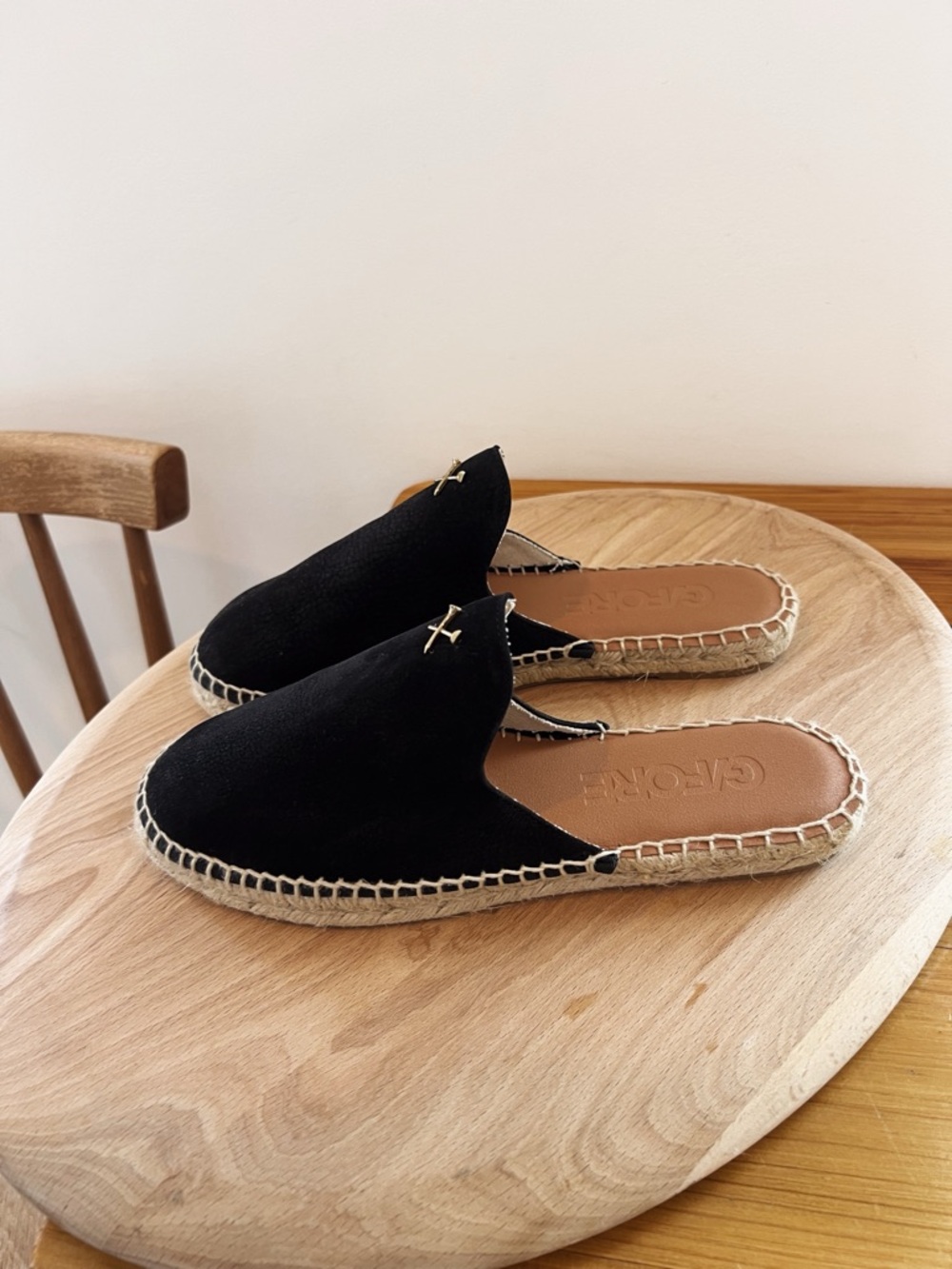 G/FORE 100% Genuine Suede Leather Black Espadrille Slip-On Mules